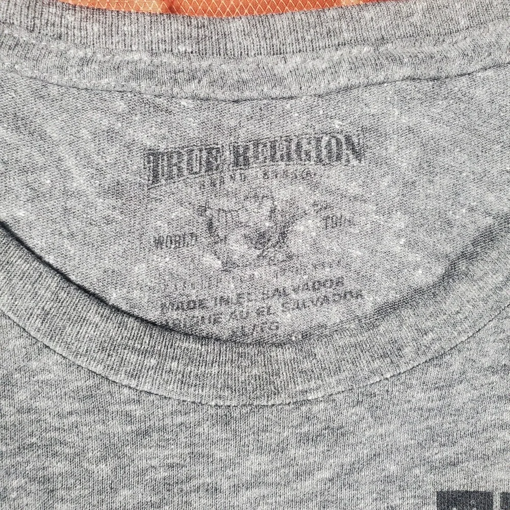TRUE RELIGION MENS VINTAGE T-SHIRT JERSEY SHORT SLEEVE CREW‎ NECK GRAY SIZE XL